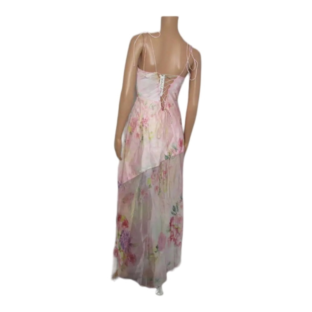 For Love & Lemons Pink Floral Chiffon Maxi Dress Small NWT Romantic - Picture 12 of 16